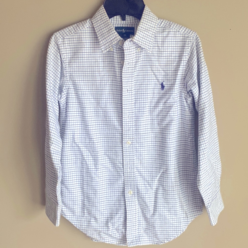 Boys plaid dress shirt by Polo RL Size: 10